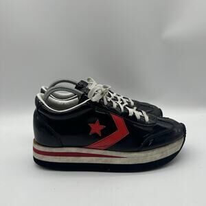 Vtg Mens Size 8 Converse Platform 2003 Black/Red Patent Leather Casual Shoes Y2k